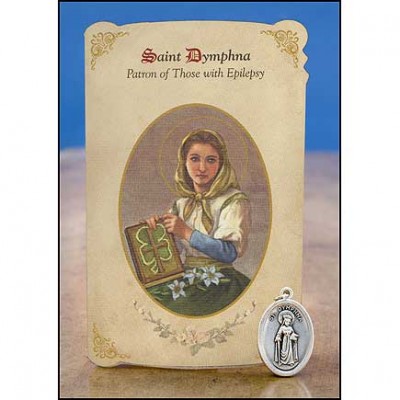 St Dymphna (Epilepsy) Healing Holy Card w/Medal - Pack of 6 - 780090903930 - MC026