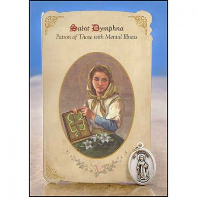 St Dymphna (Mental Illness) Healing Holy Card w/Medal - Pack of 6 - 780090904036 - MC036