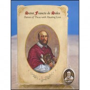 St Francis de Sales (Hearing Loss) Healing Catholic Prayer Card w/Medal - 6pk