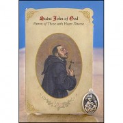St John of God (Heart Disease) Healing Catholic Prayer Card w/Medal - Pack of 6