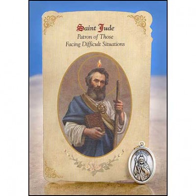 St Jude (Difficult Situations) Healing Holy Card w/Medal - Pack of 6 - 780090903909 - MC023