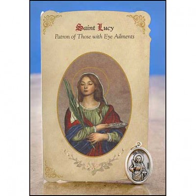 St Lucy (Eye/Vision Ailments) Healing Holy Card w/Medal - Pack of 6 - 780090903947 - MC027 St Lucy (Eye/Vision Ailments) Healing Holy Card w/Medal - Pack of 6 - 780090903947 - MC027