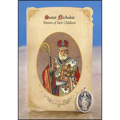St Nicholas (Sick Children) Healing Holy Card w/Medal - Pack of 6 - 780090903862 - MC019