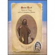 St Roch (Contagious Diseases) Healing Catholic Prayer Card w/Medal - Pack of 6