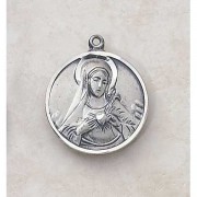 Sterling Immaculate Heart Patron Saint Necklace Medal w/Chain
