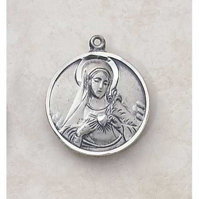 Sterling Immaculate Heart Patron Saint Necklace Medal w/Chain - 886083216237 - SS429 Sterling Immaculate Heart Patron Saint Necklace Medal w/Chain - 886083216237 - SS429