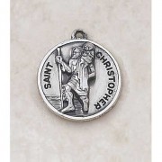 Sterling Patron Saint Christopher 3/4 inch Medal w/20 inch Chain