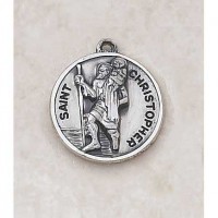 Sterling Patron Saint Christopher 3/4 inch Medal w/20 inch Chain