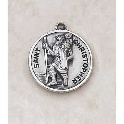 Sterling Patron Saint Christopher 3/4 inch Medal w/20 inch Chain - 886083217814 - SS727-11