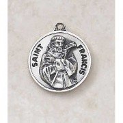 Sterling Patron Saint Francis 3/4 inch Medal w/20 inch Chain