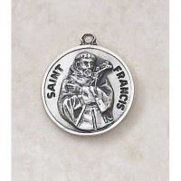 Sterling Patron Saint Francis 3/4 inch Medal w/20 inch Chain Sterling Patron Saint Francis 3/4 inch Medal w/20 inch Chain
