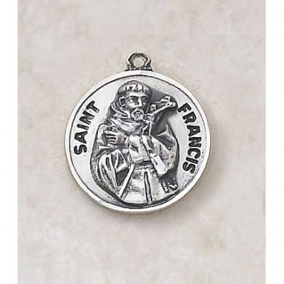 Sterling Patron Saint Francis 3/4 inch Medal w/20 inch Chain - 886083217883 - SS727-18