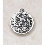 Sterling Patron Saint Michael 11/16 inch Medal w/20 inch Chain