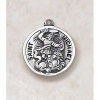 Sterling Patron Saint Michael 11/16 inch Medal w/20 inch Chain