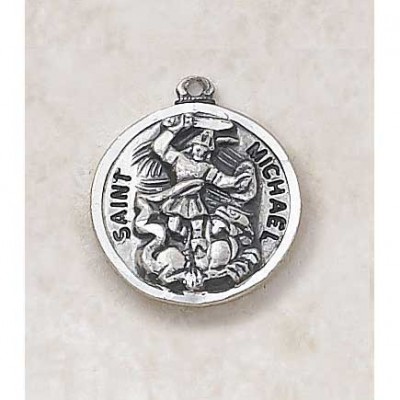 Sterling Patron Saint Michael 11/16 inch Medal w/20 inch Chain - 886083218095 - SS727-39