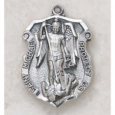 Sterling Patron Saint Michael Medal 1 1/4in w/24 in. Chain - 780090019242 - SS9393