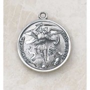 Sterling Patron Saint Michael Necklace Medal w/24 inch Chain