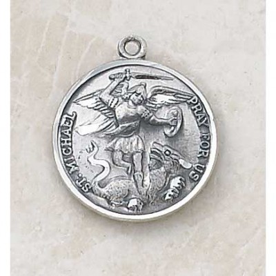 Sterling Patron Saint Michael Necklace Medal w/24 inch Chain - 886083216015 - SS399
