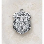 Sterling Saint Michael Patron Saint Necklace Medal w/20 in. Chain