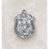 Sterling Saint Michael Patron Saint Necklace Medal w/20 in. Chain