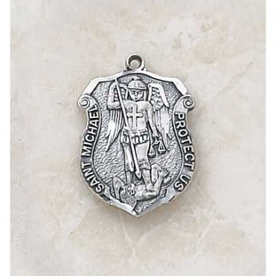 Sterling Saint Michael Patron Saint Necklace Medal w/20 in. Chain - 886083220098 - SS993