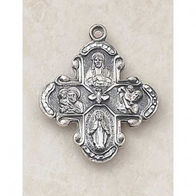Sterling Silver 4-Way Necklace Medal 1 1/8in w/24in Chain - 886083215087 - SS1521