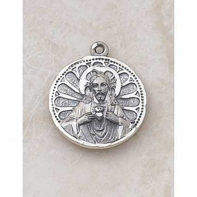Sterling Silver 7/8 inch Scapular Medal w/24 inch Chain - 886083216275 - SS435