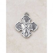 Sterling Silver Four Way 3/4 inch Medal w/18 inch Chain Sterling Silver Four Way 3/4 inch Medal w/18 inch Chain