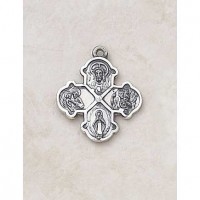 Sterling Silver Four Way 3/4 inch Medal w/18 inch Chain