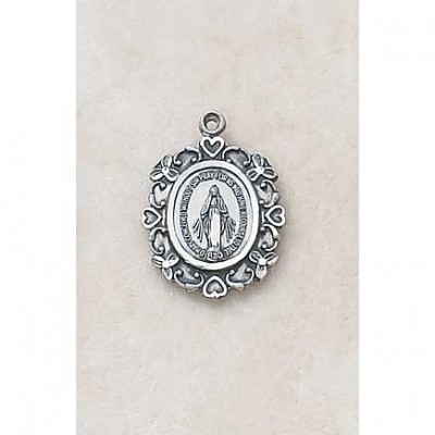 Sterling Silver Miraculous Mary Medal 3/4 in. w/18 inch Chain - 886083216404 - SS4550