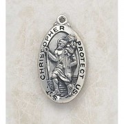 Sterling Silver Saint Christopher Necklace 1 1/16in Medal w/Chain