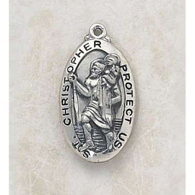 Sterling Silver Saint Christopher Necklace 1 1/16in Medal w/Chain - 886083219351 - SS8647 Sterling Silver Saint Christopher Necklace 1 1/16in Medal w/Chain - 886083219351 - SS8647