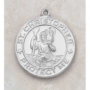 Sterling Silver Saint Christopher Necklace Medal w/24 inch Chain