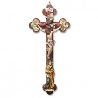 Tomaso Mary and Holy Trinity Wood & Resin Crucifix 13 inch Tomaso Mary and Holy Trinity Wood & Resin Crucifix 13 inch