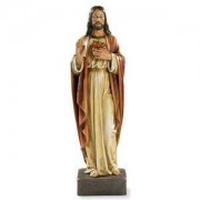 Sacred Heart of Jesus Painted Devotional Statue - 22.75in.