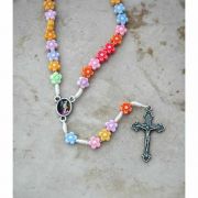 Brazilian Acrylic Rosary, Flowers on Cord - (Pack of 2)