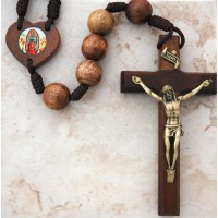 Brazilian Wood Wall Rosary w/ Picture, Assorted Subjects