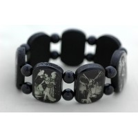 Brazilian Wood Bracelet, 7 Angels, Black & White Pictures