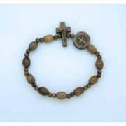 Brazilian Wood Bracelet, St. Benedict Medal and Cross, Extra Large Fit - (Pack of 2)