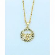Brazilian Necklace, Holy Spirit w/ Crystals, 20 in. chain., Gold