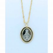 Brazilian Necklace, Miraculous Medal, 20 in. Chain, Silver and Gold