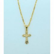 Brazilian Necklace, Gold Plated Crucifix, 7/8 in., 20 in. Chain