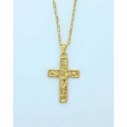 Brazilian Necklace, Gold Plated Crucifix, 1 1/2 in., 20 in. Chain