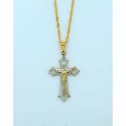 Brazilian Necklace, Gold & Silver Crucifix, 1 1/4 in., 20 in. Chain