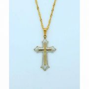 Brazilian Necklace, Gold & Silver Cross, 1 1/8 in., 20 in. Chain