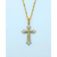 Brazilian Necklace, Gold & Silver Cross, 1 1/8 in., 20 in. Chain