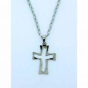 Brazilian Cross Necklace, Stainless Steel, Cut-Out, 1 1/4 in., 20 in. Chain