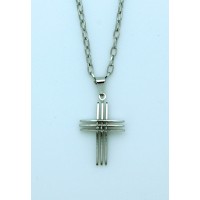 Brazilian Cross Necklace, Stainless Steel, 1 1/8 in., 20 in. Chain