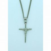 Brazilian Crucifix Necklace, Stainless Steel, 1 1/8 in., 20 in. Chain