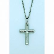 Brazilian Crucifix Necklace, Stainless Steel, 1 1/4 in., 20 in. Chain